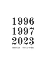 Indlæs billede til gallerivisning Familieplakat - 3 årstal Plakana