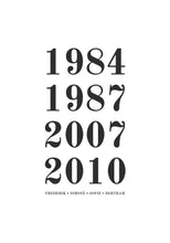 Indlæs billede til gallerivisning Familieplakat - 4 årstal Plakana