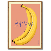 Indlæs billede til gallerivisning Banana Plakat Plakana 21x30 cm (A4) Mørk egetræ