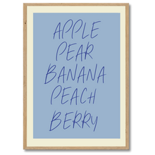 Indlæs billede til gallerivisning Fruit Words Plakat Plakana 21x30 cm (A4) Egetræ
