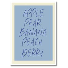 Indlæs billede til gallerivisning Fruit Words Plakat Plakana 21x30 cm (A4) Hvid Egetræ