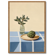 Indlæs billede til gallerivisning Green & Blue Harmony Plakat Plakana 21x30 cm (A4) Mørk egetræ