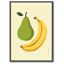 Indlæs billede til gallerivisning Pear & Banana Plakat Plakana 21x30 cm (A4) Sort egetræ