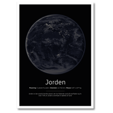 Indlæs billede til gallerivisning Jorden Plakat (natversion) by Plakana, 21x30 cm (A4), Ingen ramme