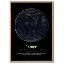 Indlæs billede til gallerivisning Jorden Plakat (natversion) by Plakana, 21x30 cm (A4), Ingen ramme