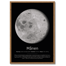 Indlæs billede til gallerivisning Månen Plakat Plakana 21x30 cm (A4) Mørk egetræ