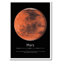 Indlæs billede til gallerivisning Mars Plakat Plakana 21x30 cm (A4) Hvid Egetræ