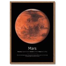 Indlæs billede til gallerivisning Mars Plakat Plakana 21x30 cm (A4) Mørk egetræ