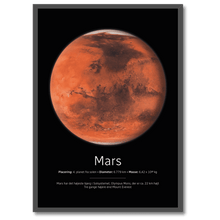 Indlæs billede til gallerivisning Mars Plakat Plakana 21x30 cm (A4) Sort egetræ