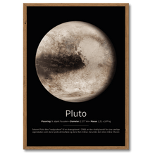 Indlæs billede til gallerivisning Pluto Plakat Plakana 21x30 cm (A4) Mørk egetræ