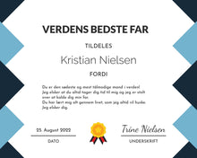 Indlæs billede til gallerivisning Diplom - Verdens bedste... Plakana