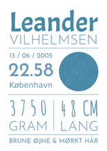 Indlæs billede til gallerivisning Fødselsplakat med stjernehimmel Plakana