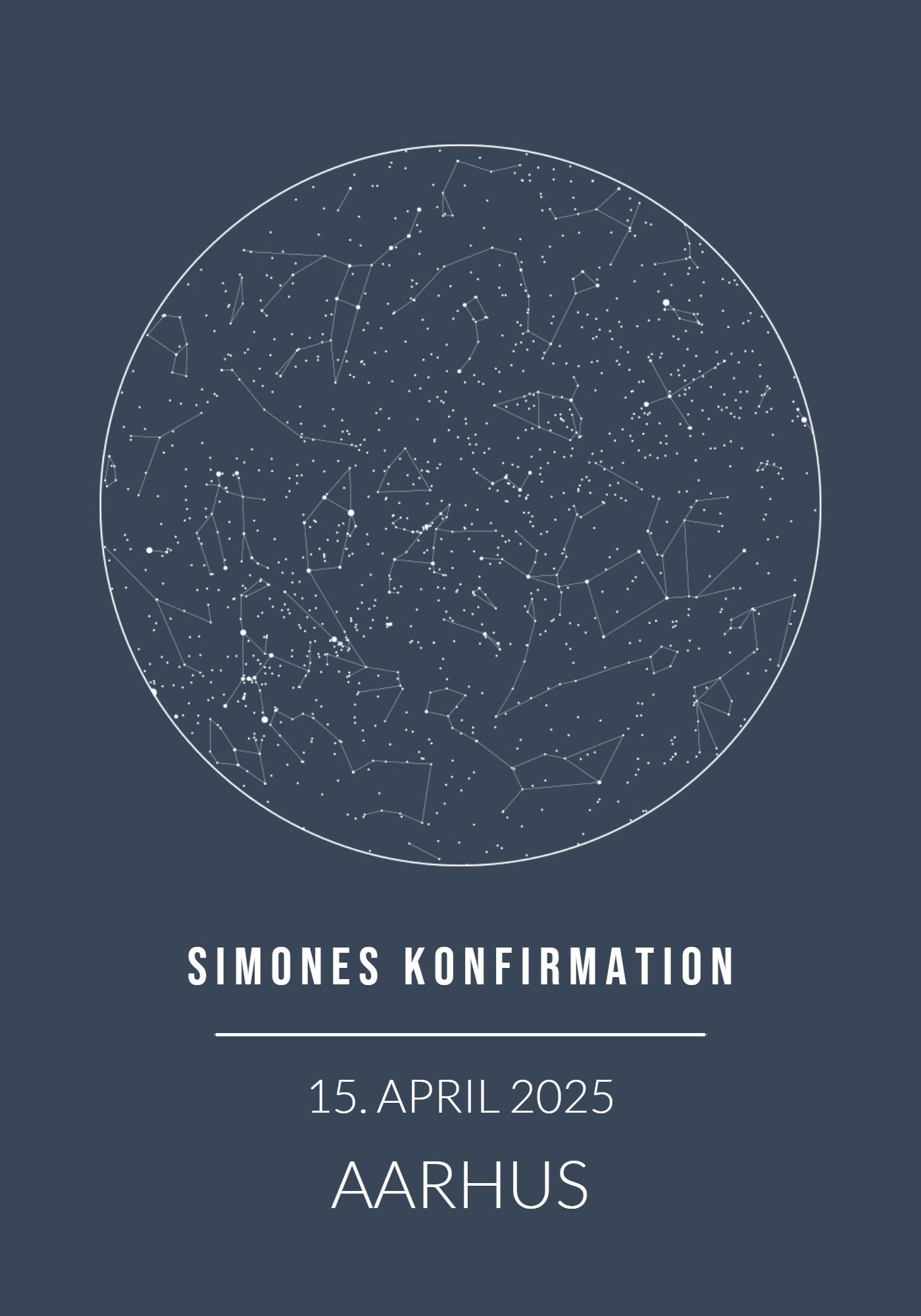 Konfirmations stjernehimmel plakat 50x70 cm (B2)