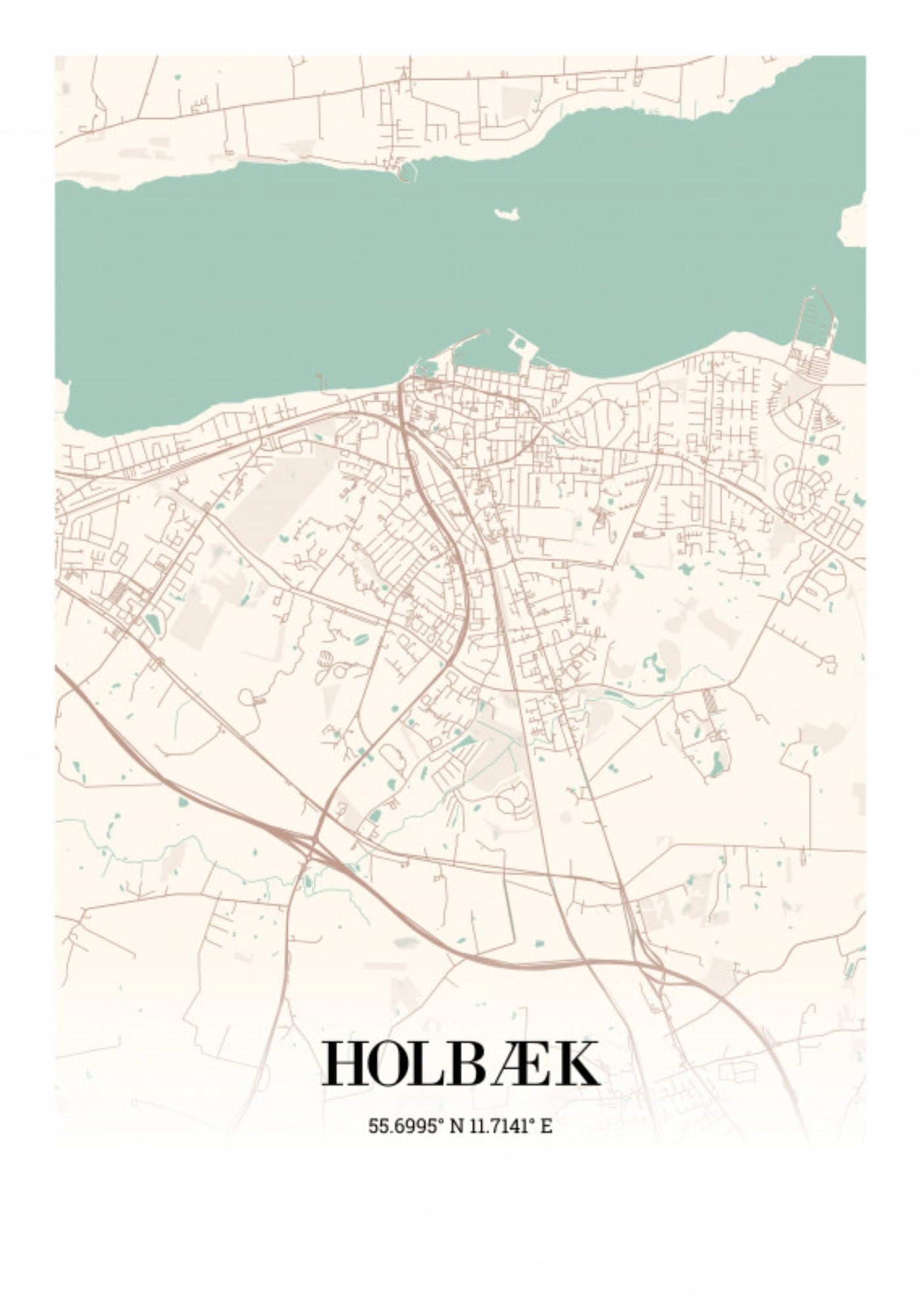 Holbæk byplakat – stilrent bykort til din væg – Plakana