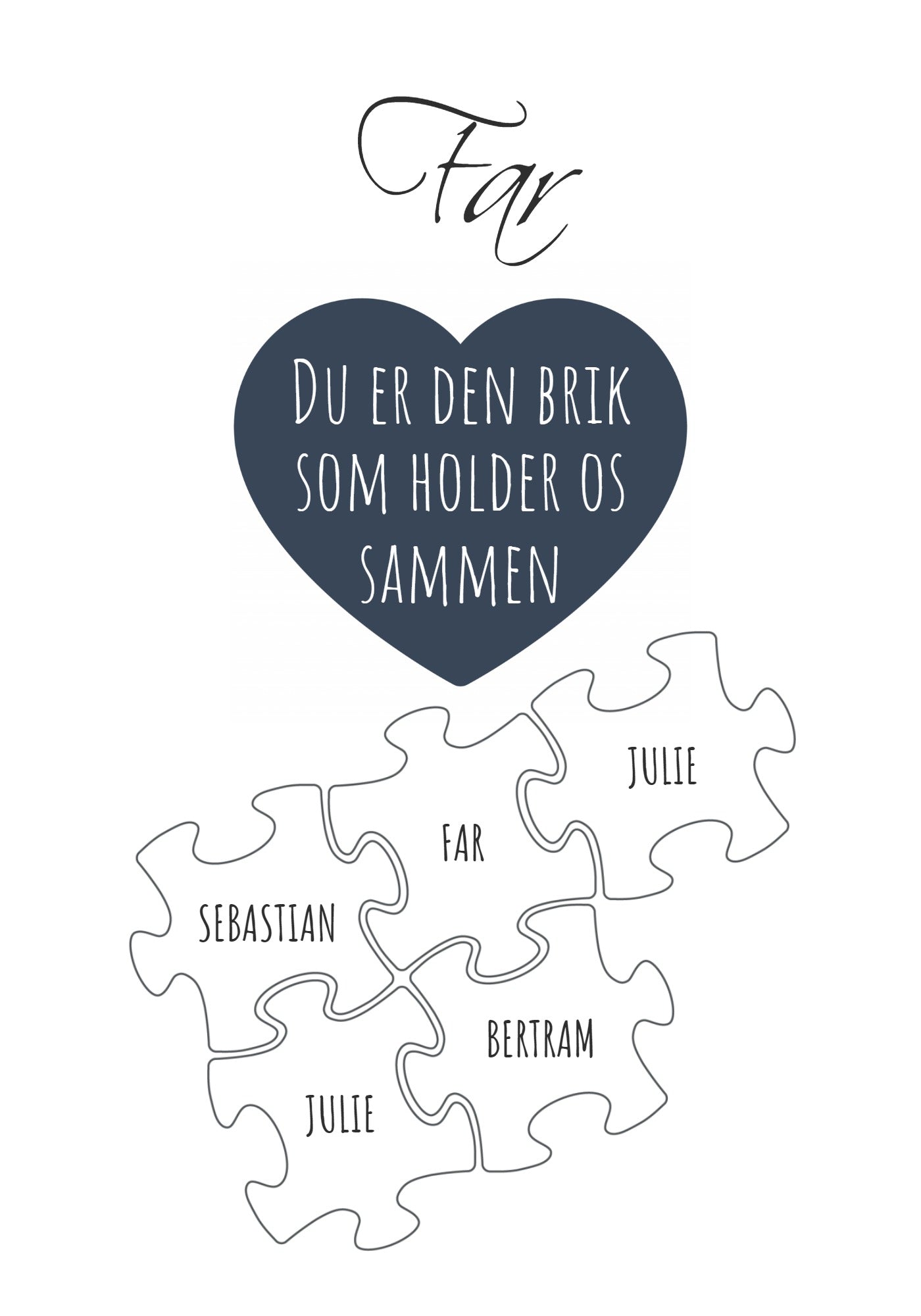 Du er den brik som holder os sammen - 5 brikker 21x30cm (A4)