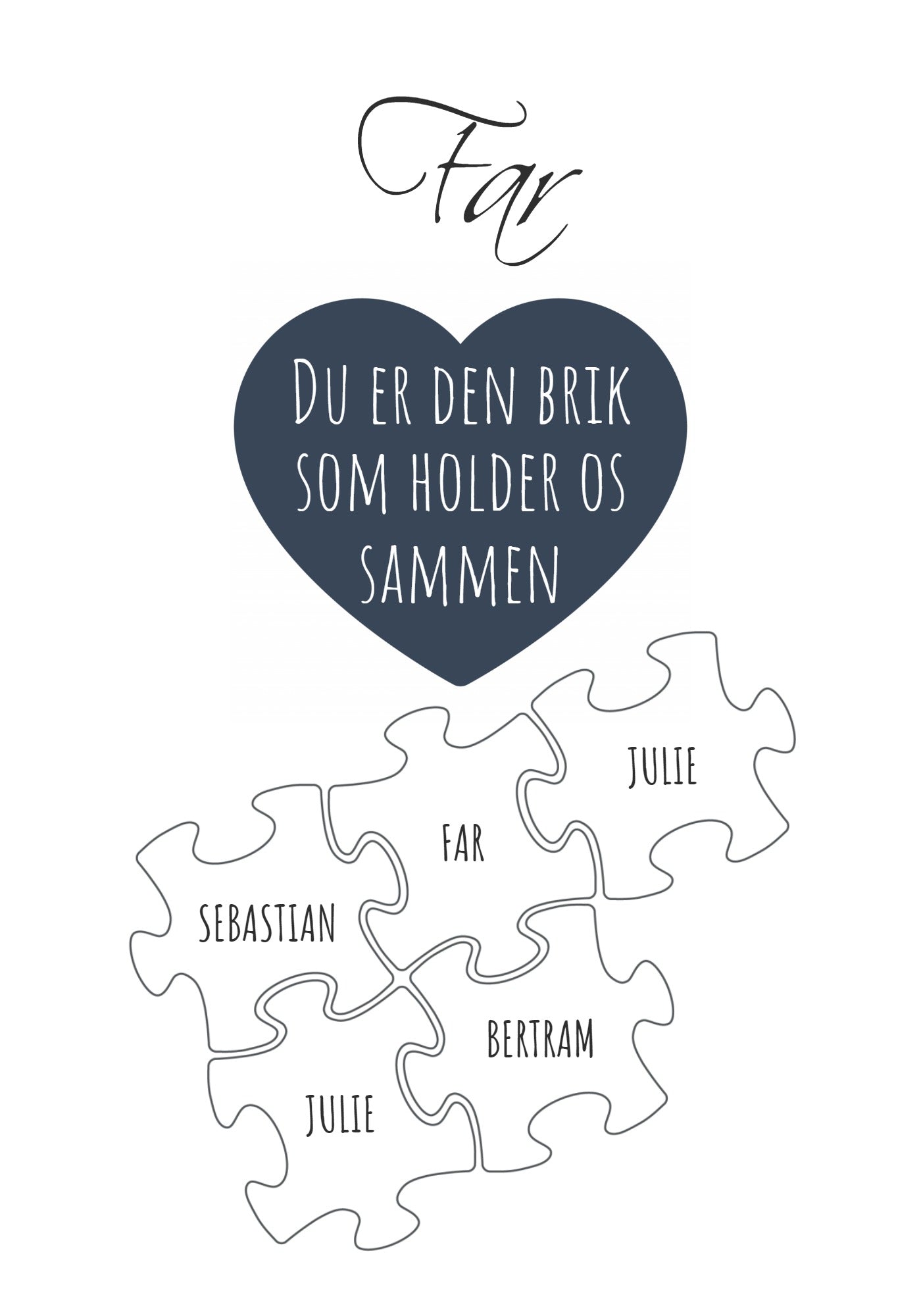 Du er den brik som holder os sammen - 5 brikker 21x30cm (A4)