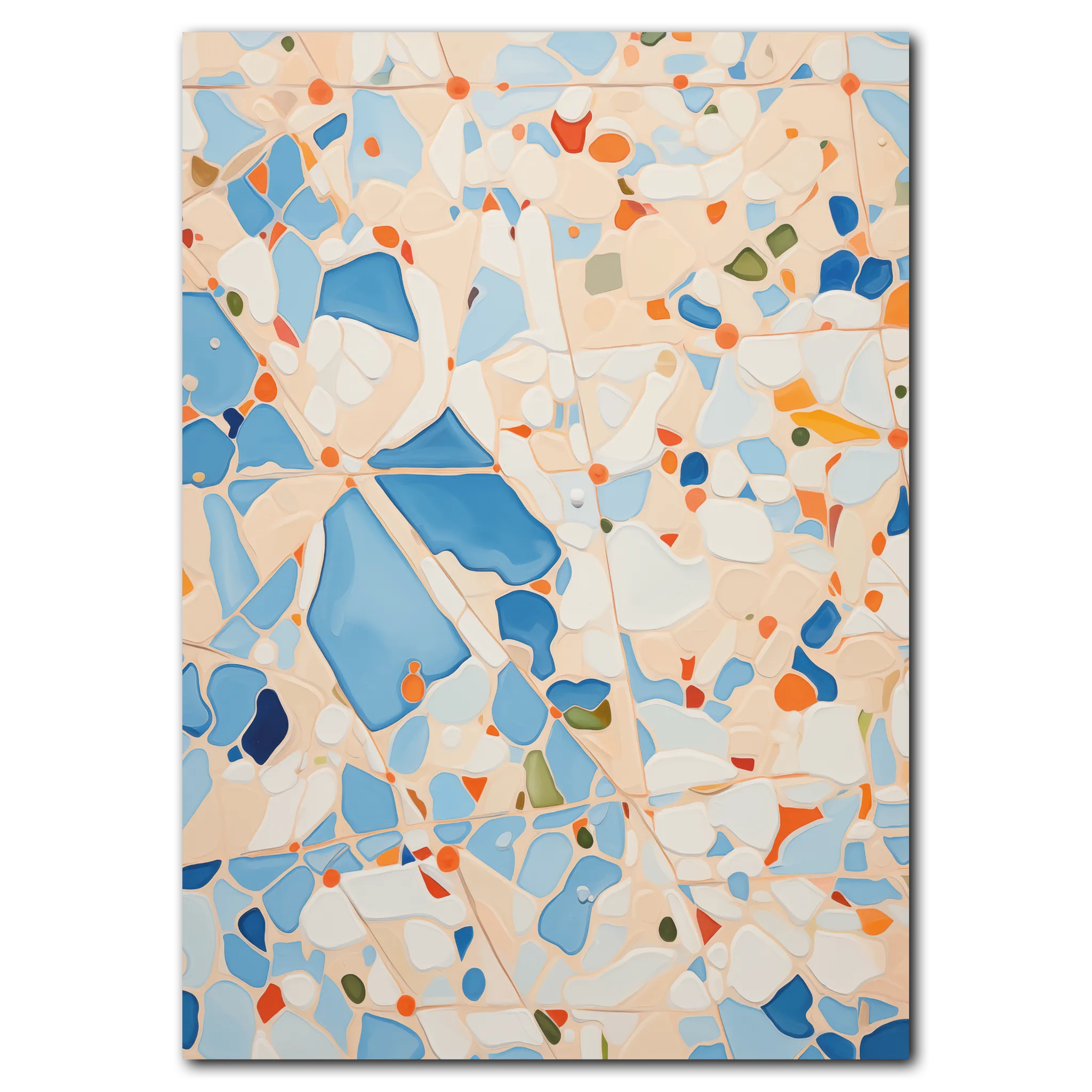 Blå Mosaik Plakat 60x84 cm (A1) / Egetræ