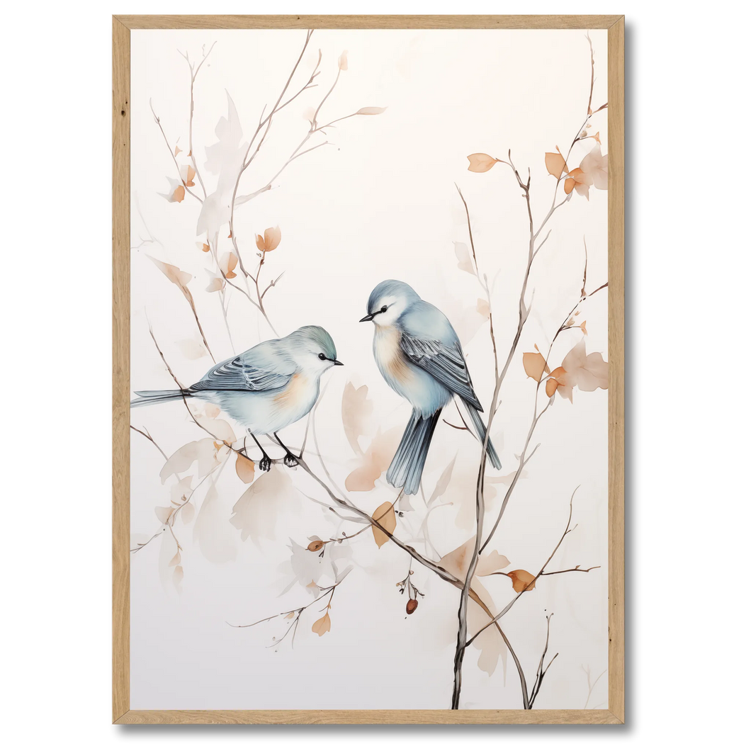 Blue Birds Plakat Plakana 21x30 cm (A4) Egetræ