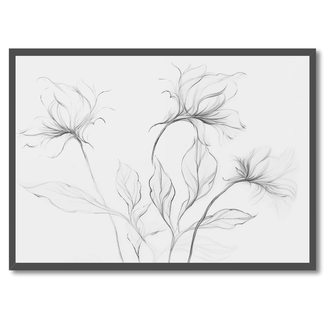 Delicate Flora Plakat Plakana 21x30 cm (A4) Sort egetræ