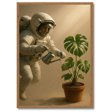 Indlæs billede til gallerivisning Astronaut monstera plakat Plakana 21x30 cm (A4) Mørk egetræ
