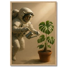 Indlæs billede til gallerivisning Astronaut monstera plakat Plakana 21x30 cm (A4) Egetræ
