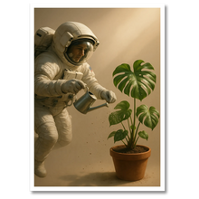 Indlæs billede til gallerivisning Astronaut monstera plakat Plakana 21x30 cm (A4) Hvid Egetræ
