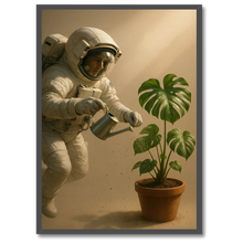 Indlæs billede til gallerivisning Astronaut monstera plakat Plakana 21x30 cm (A4) Sort egetræ
