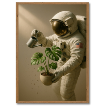 Indlæs billede til gallerivisning Astronaut plante plakat Plakana 21x30 cm (A4) Mørk egetræ
