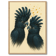 Indlæs billede til gallerivisning Kakaduer duo plakat Plakana 21x30 cm (A4) Egetræ
