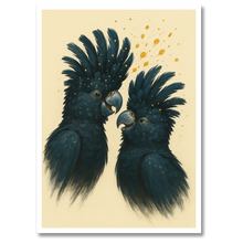 Indlæs billede til gallerivisning Kakaduer duo plakat Plakana 21x30 cm (A4) Hvid Egetræ
