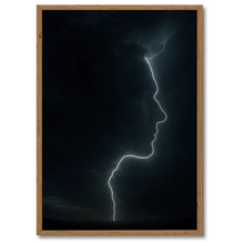 Indlæs billede til gallerivisning Lightning Face plakat Plakana 21x30 cm (A4) Mørk egetræ

