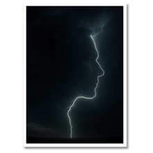 Indlæs billede til gallerivisning Lightning Face plakat Plakana 21x30 cm (A4) Hvid Egetræ

