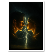 Indlæs billede til gallerivisning Lightning Kiss plakat Plakana 21x30 cm (A4) Hvid Egetræ
