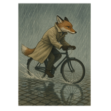 Indlæs billede til gallerivisning Ræv på cykel plakat Plakana 21x30 cm (A4) Ingen ramme
