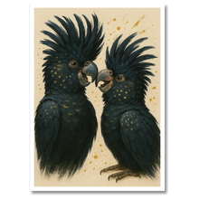 Indlæs billede til gallerivisning Sorte kakaduer plakat Plakana 21x30 cm (A4) Hvid Egetræ
