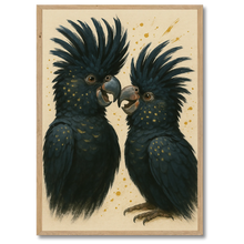 Indlæs billede til gallerivisning Sorte kakaduer plakat Plakana 21x30 cm (A4) Egetræ
