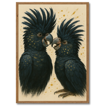 Indlæs billede til gallerivisning Sorte kakaduer plakat Plakana 21x30 cm (A4) Mørk egetræ
