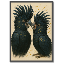 Indlæs billede til gallerivisning Sorte kakaduer plakat Plakana 21x30 cm (A4) Sort egetræ
