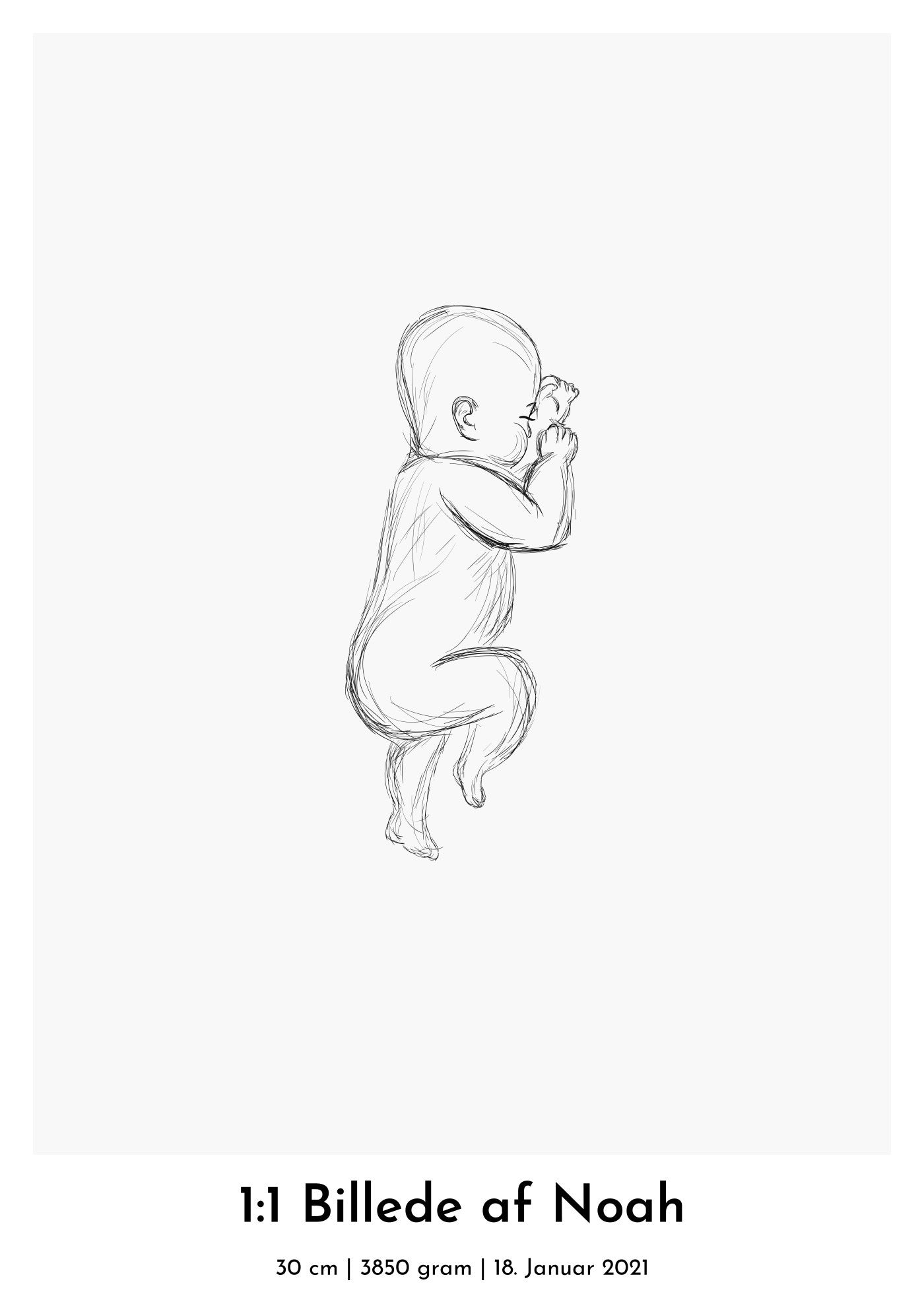 1:1 fødselsskitse 21x30cm (A4)