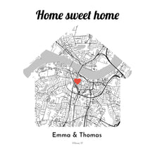 Indlæs billede til gallerivisning Hus bykort med hjertemarkør Plakana
